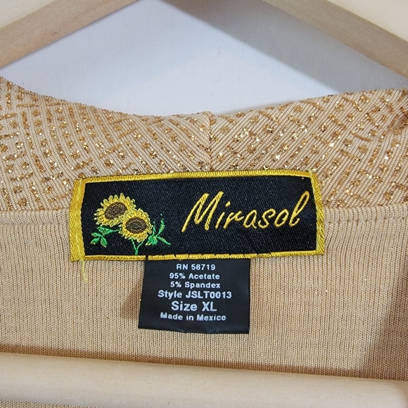 NWT Mirasol Gold Metallic Cowlneck Sleeveless Festive Top XL Glam Evening Party - Picture 9 of 12
